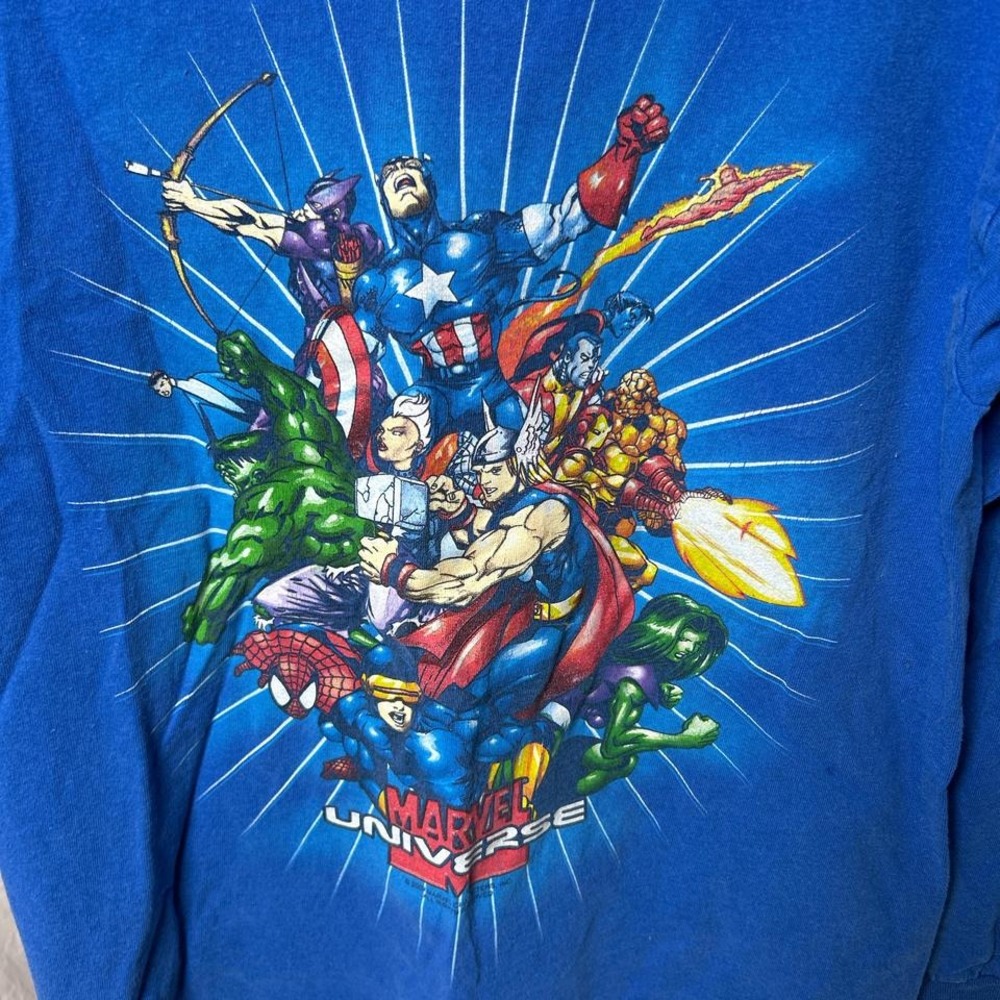 Vintage Marvel Mad Engine Youth Y2K Graphic T Shirt Size L Long Sleeve - Picture 5 of 5